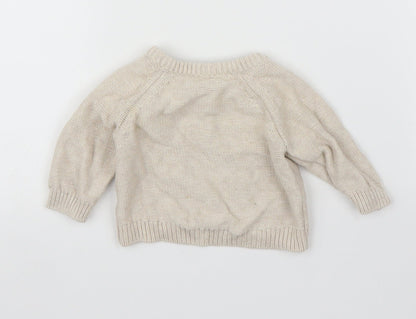 Nutmeg Girls Beige Floral  Pullover Jumper Size 0-3 Months