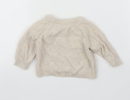 Nutmeg Girls Beige Floral  Pullover Jumper Size 0-3 Months