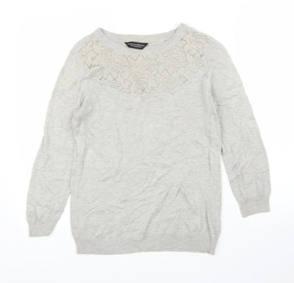 Dorothy Perkins Womens Grey Floral  Pullover Jumper Size 10