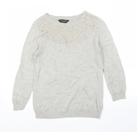 Dorothy Perkins Womens Grey Floral  Pullover Jumper Size 10
