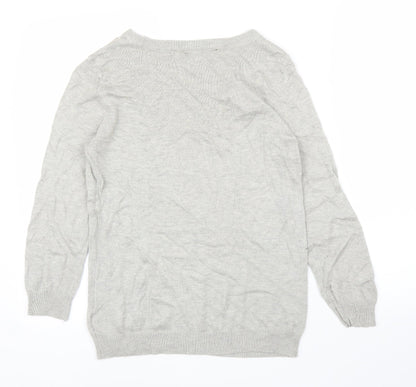 Dorothy Perkins Womens Grey Floral  Pullover Jumper Size 10