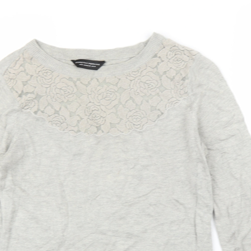 Dorothy Perkins Womens Grey Floral  Pullover Jumper Size 10