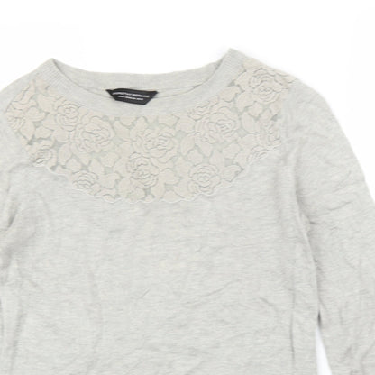 Dorothy Perkins Womens Grey Floral  Pullover Jumper Size 10