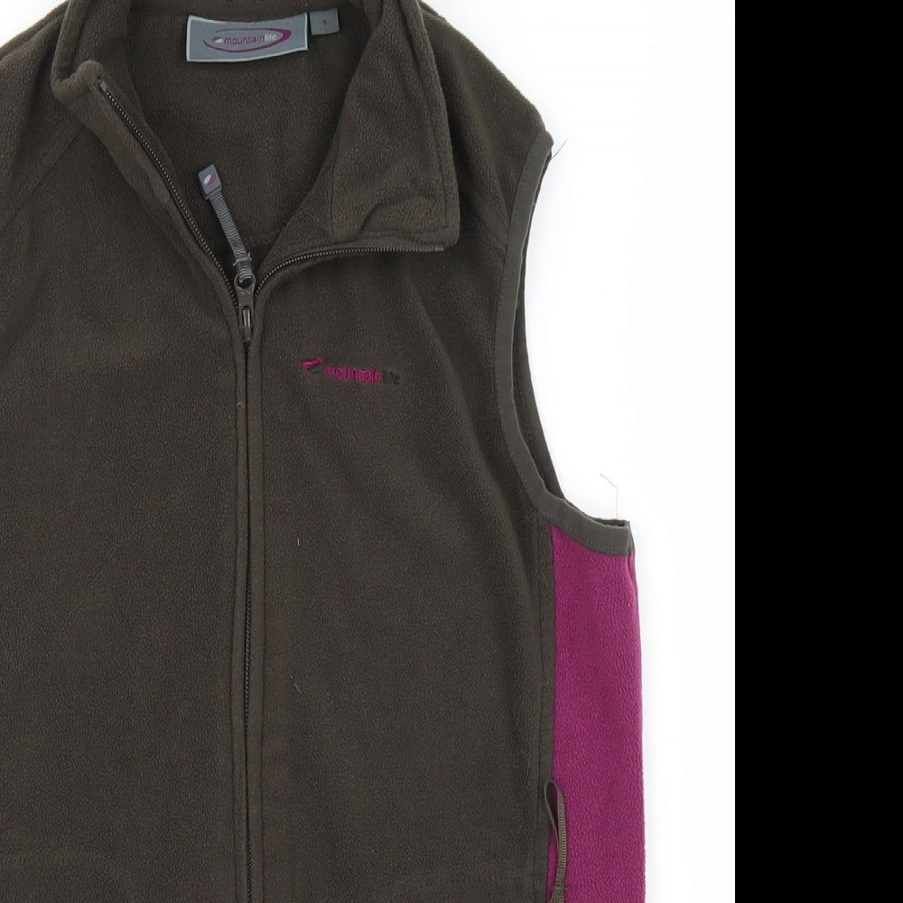 Womens UK Size 8 Mountain Life Brown Full Zip Jumper