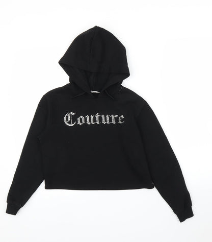 Matalan Girls Black   Pullover Hoodie Size 10-11 Years  - Cropped