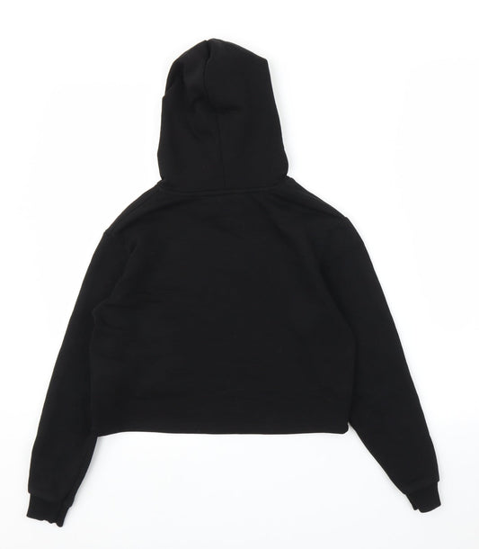 Matalan Girls Black   Pullover Hoodie Size 10-11 Years  - Cropped