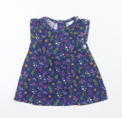 Baby Club Girls Blue Floral Corduroy A-Line  Size 0-3 Months