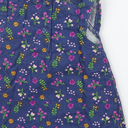 Baby Club Girls Blue Floral Corduroy A-Line  Size 0-3 Months