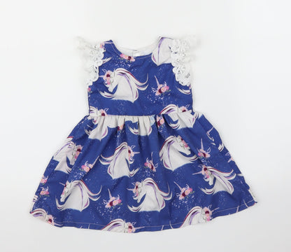 CANIS Girls Blue   A-Line  Size 12 Months  - Unicorn