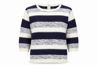 Bonmarché Womens Blue Striped Pullover Jumper Size S