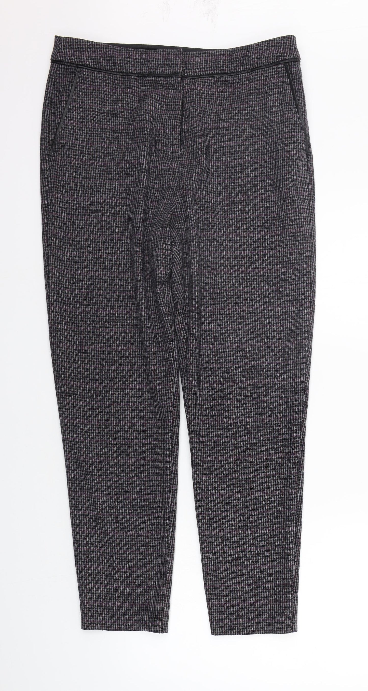 F&F Womens Purple Check  Sweatpants Trousers Size 10 L25 in