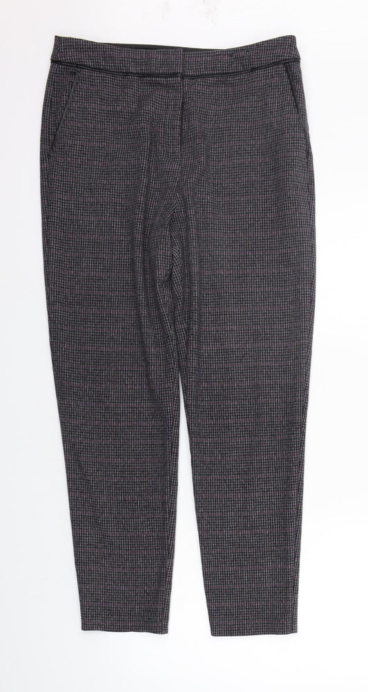 F&F Womens Purple Check  Sweatpants Trousers Size 10 L25 in