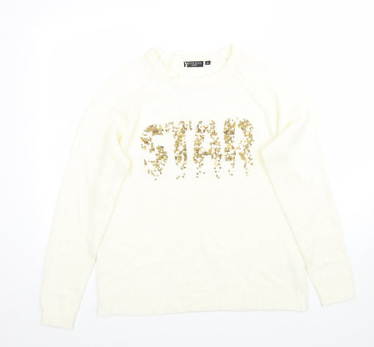 Brave Soul Womens White   Pullover Jumper Size 14