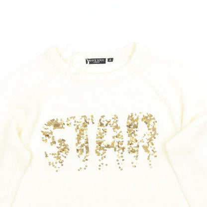 Brave Soul Womens White   Pullover Jumper Size 14