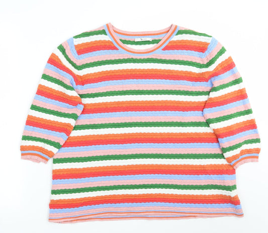 TU Womens Pink Striped  Pullover Jumper Size 10