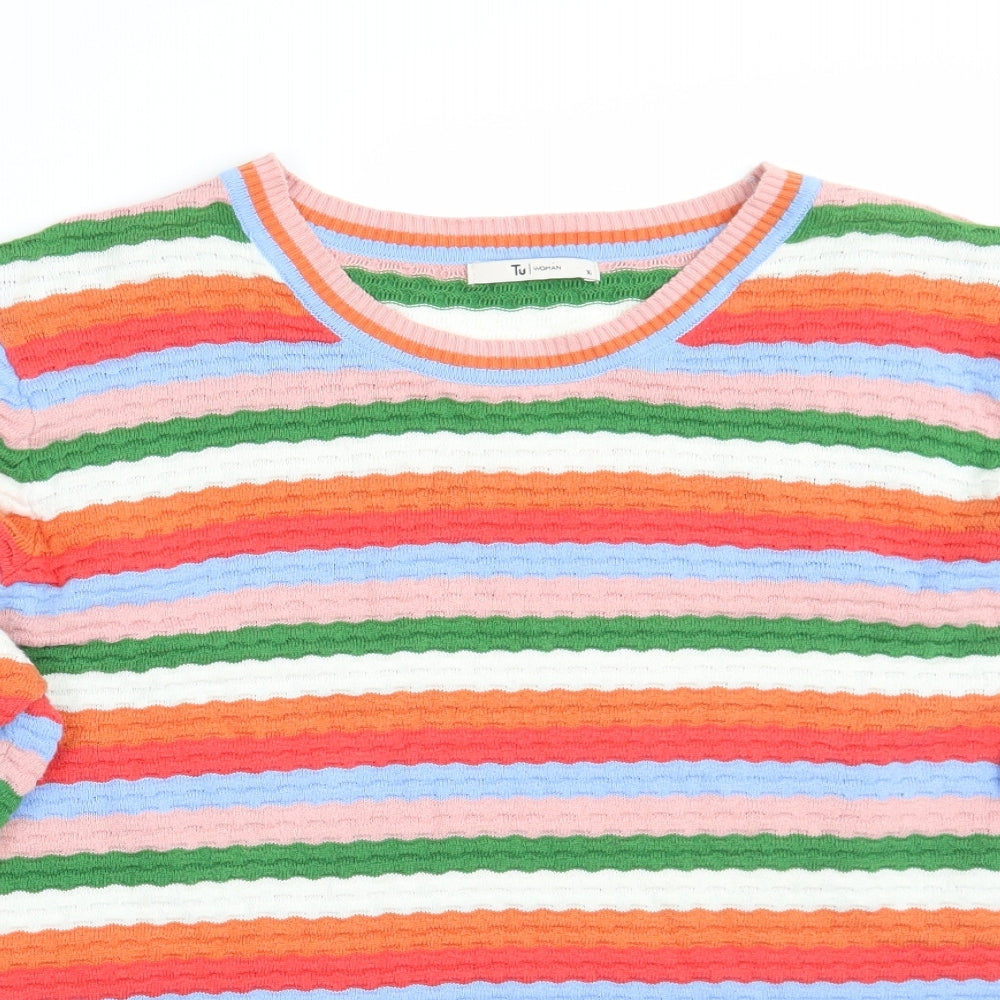 TU Womens Pink Striped  Pullover Jumper Size 10