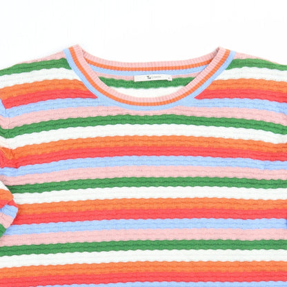 TU Womens Pink Striped  Pullover Jumper Size 10