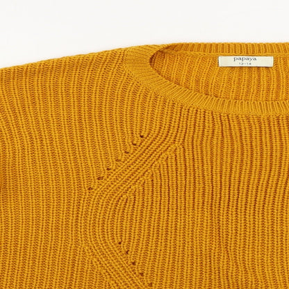Womens UK Size M Papaya Yellow Pullover Jumper