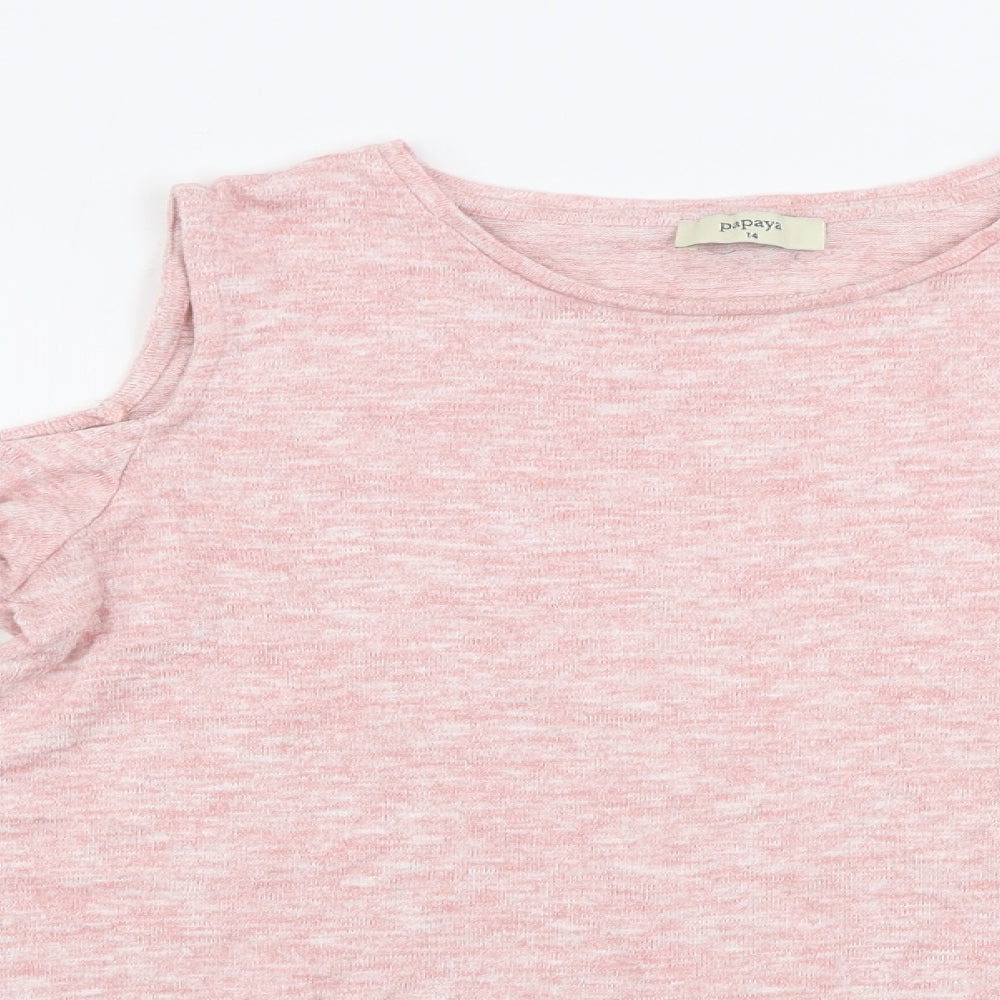 Womens UK Size 14 Papaya Pink Pullover Jumper