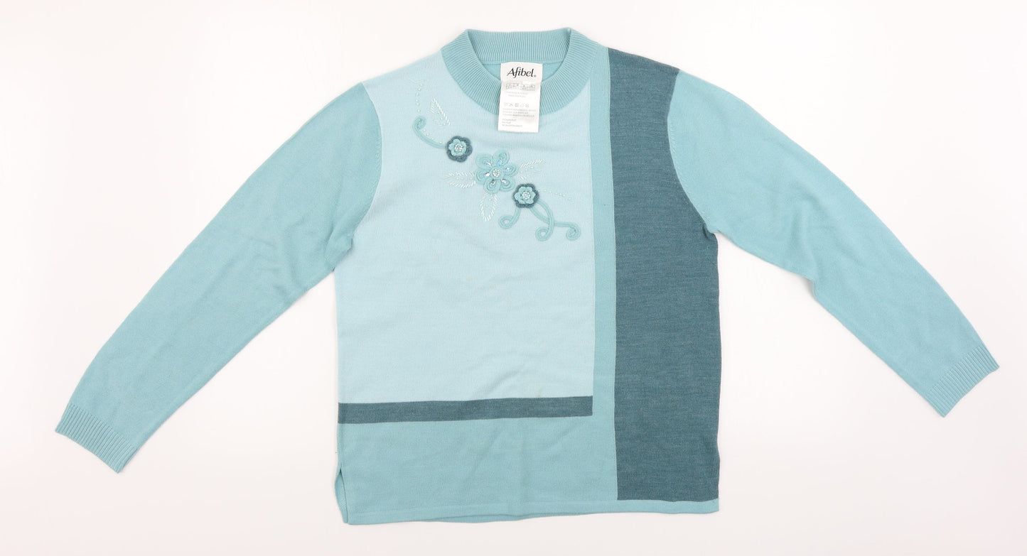 Womens UK Size 10 Afibel Blue Pullover Jumper