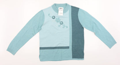 Womens UK Size 10 Afibel Blue Pullover Jumper