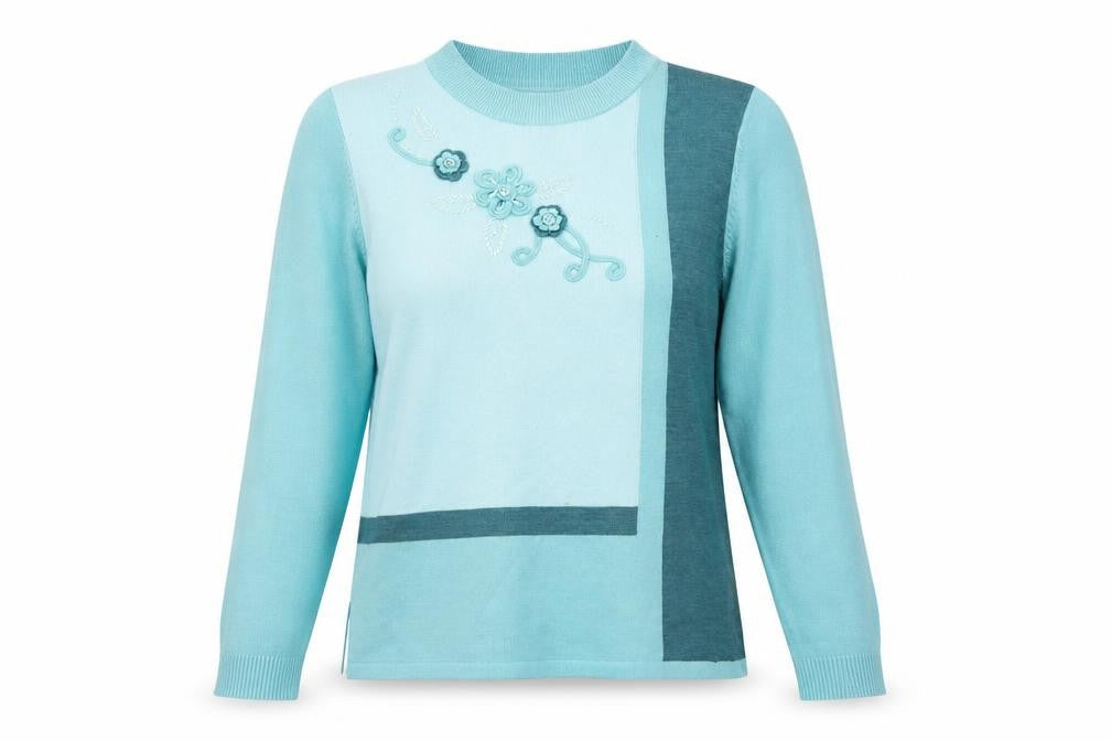 Womens UK Size 10 Afibel Blue Pullover Jumper