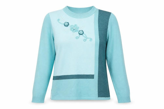 Womens UK Size 10 Afibel Blue Pullover Jumper
