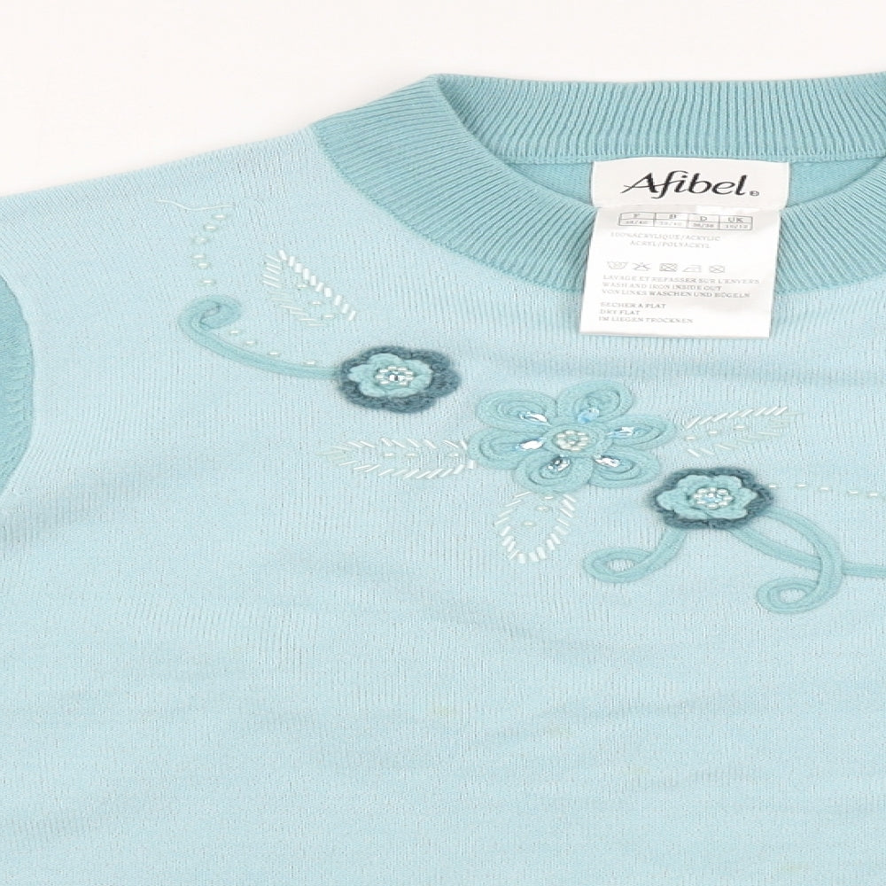 Womens UK Size 10 Afibel Blue Pullover Jumper