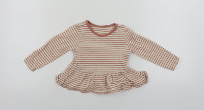 George  Girls Pink Striped  Basic T-Shirt Size 2 Years