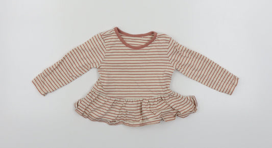 George  Girls Pink Striped  Basic T-Shirt Size 2 Years