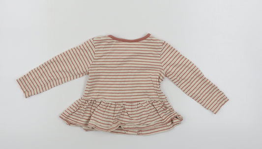 George  Girls Pink Striped  Basic T-Shirt Size 2 Years