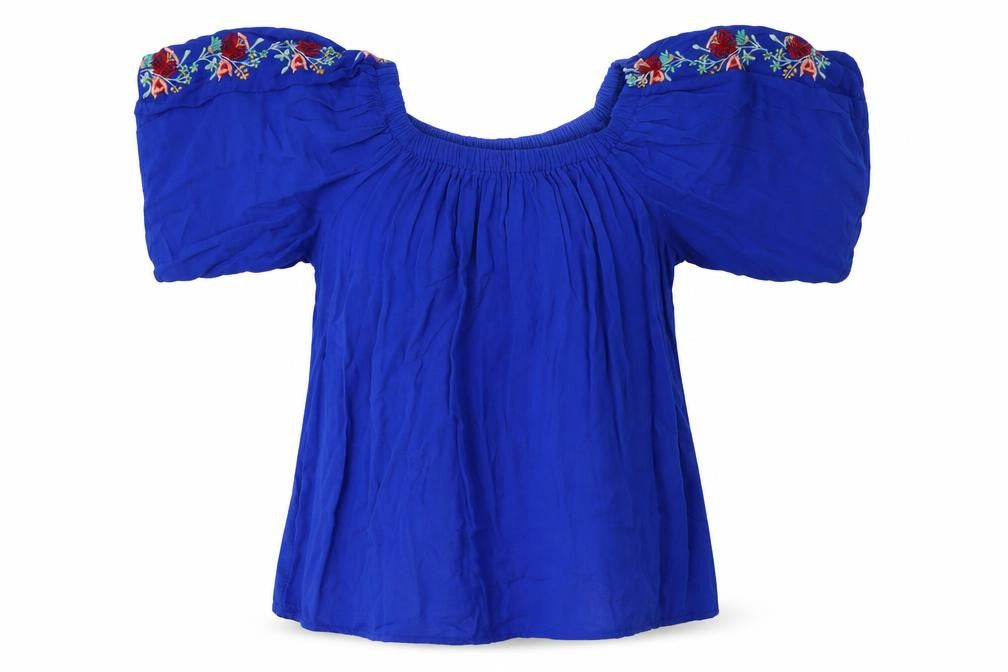Front view of Atmosphere women’s blue basic blouse, size UK 10
