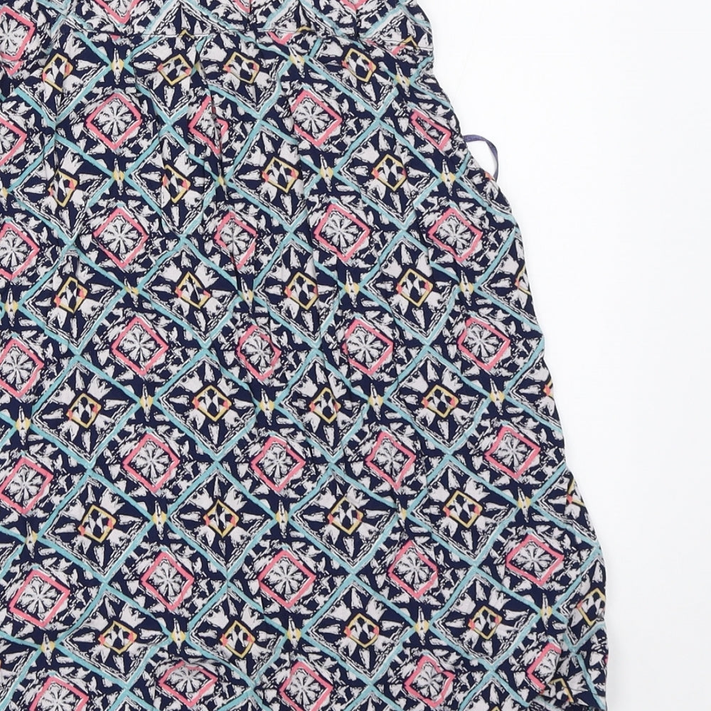 TU Womens Blue Geometric  Basic Button-Up Size 10