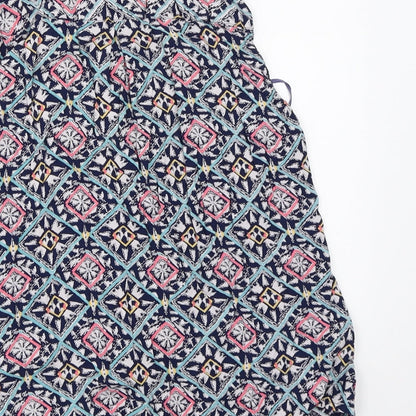 TU Womens Blue Geometric  Basic Button-Up Size 10