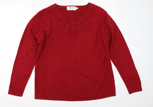 Womens UK Size L Reflect Red Pullover Jumper
