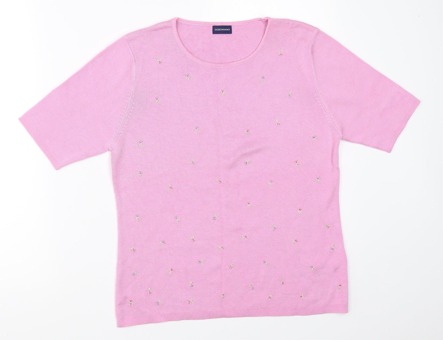 Womens UK Size 16 Debenhams Pink Basic T-Shirt