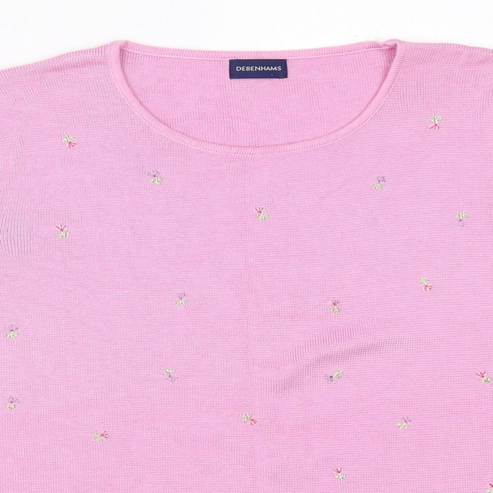 Womens UK Size 16 Debenhams Pink Basic T-Shirt