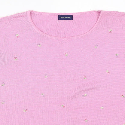 Womens UK Size 16 Debenhams Pink Basic T-Shirt