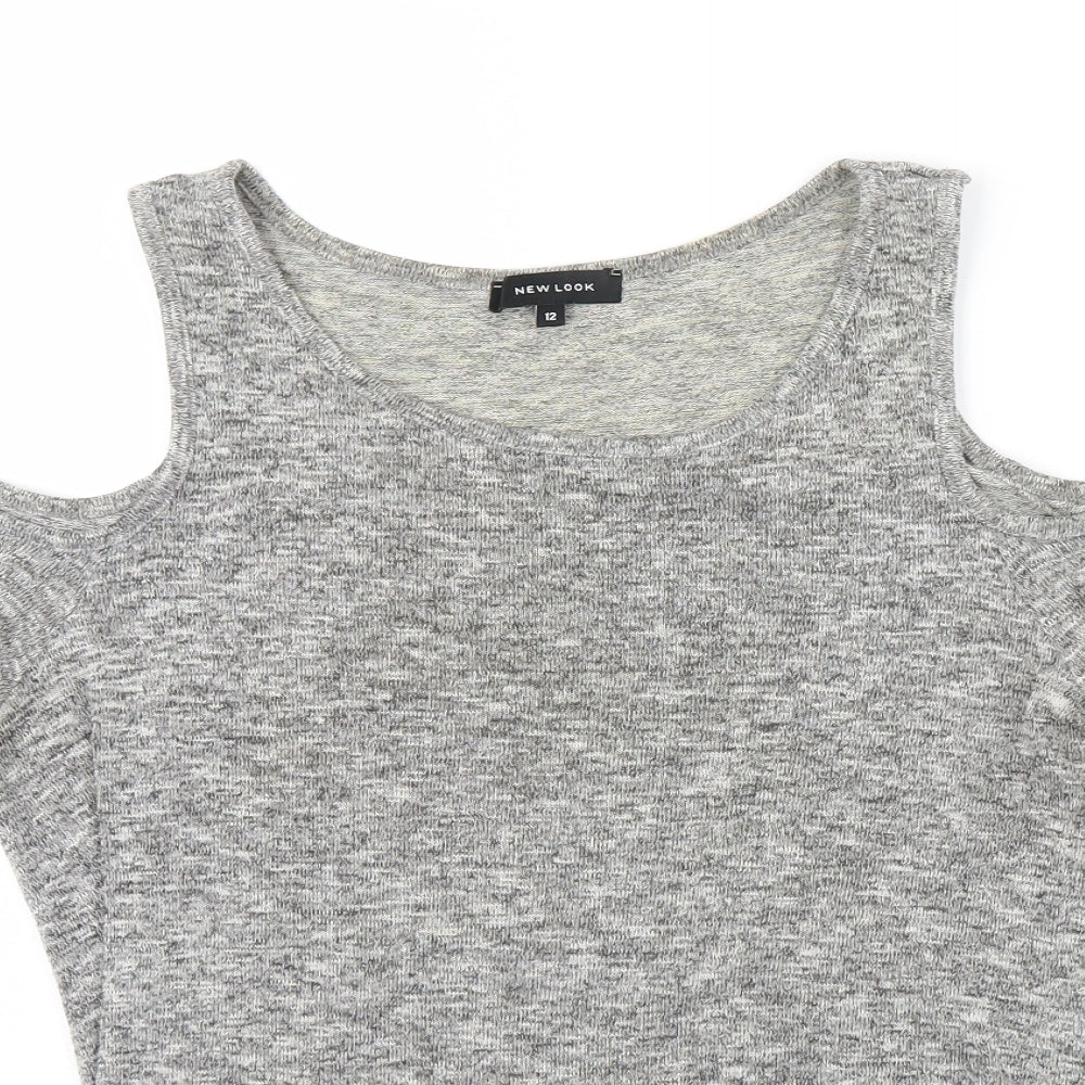 Womens UK Size 12 New Look Grey Basic Blouse