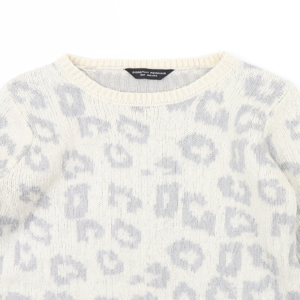 Dorothy Perkins Womens Ivory Animal Print  Pullover Jumper Size 10