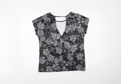 Athletic Works Womens Black Floral  Basic Casual Size S
