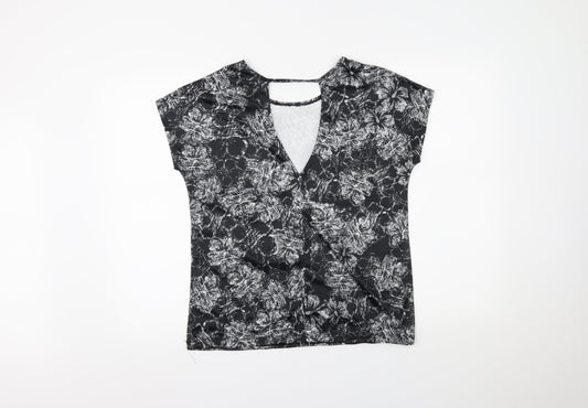 Athletic Works Womens Black Floral  Basic Casual Size S