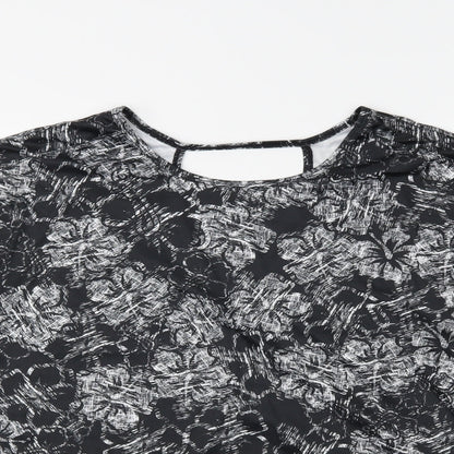 Athletic Works Womens Black Floral  Basic Casual Size S