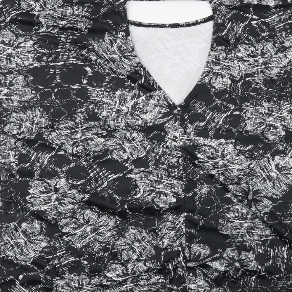 Athletic Works Womens Black Floral  Basic Casual Size S