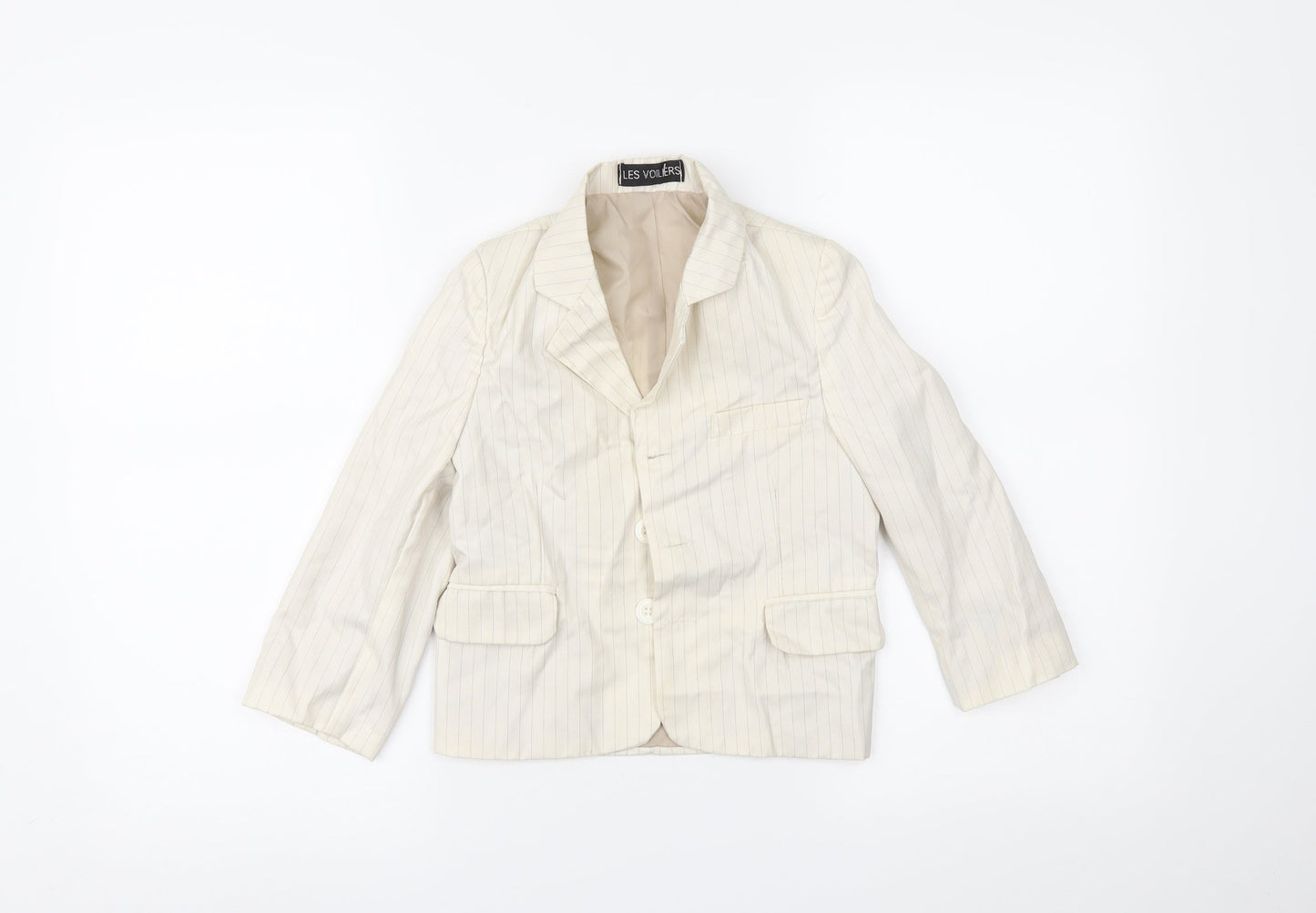 les voiliers Womens White Striped  Jacket Blazer Size 4