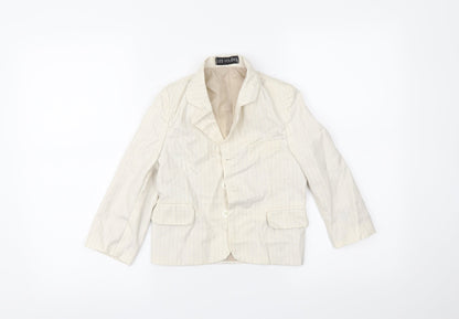 les voiliers Womens White Striped  Jacket Blazer Size 4