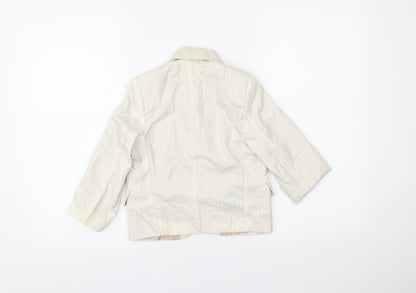 les voiliers Womens White Striped  Jacket Blazer Size 4