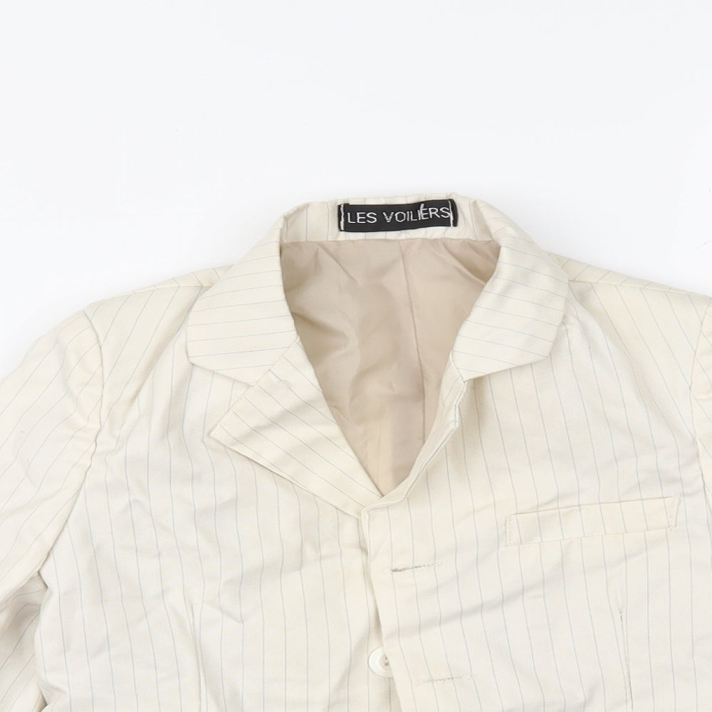 les voiliers Womens White Striped  Jacket Blazer Size 4
