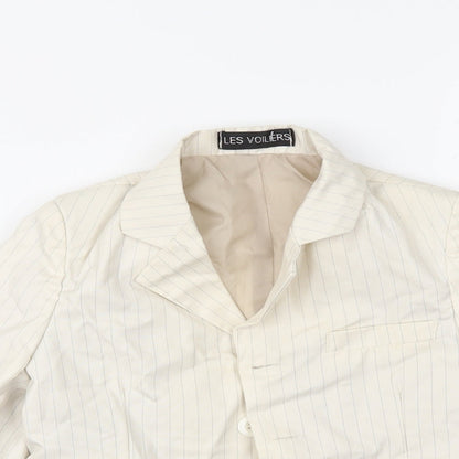 les voiliers Womens White Striped  Jacket Blazer Size 4