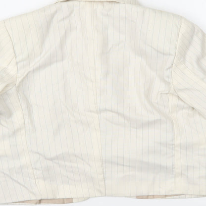 les voiliers Womens White Striped  Jacket Blazer Size 4
